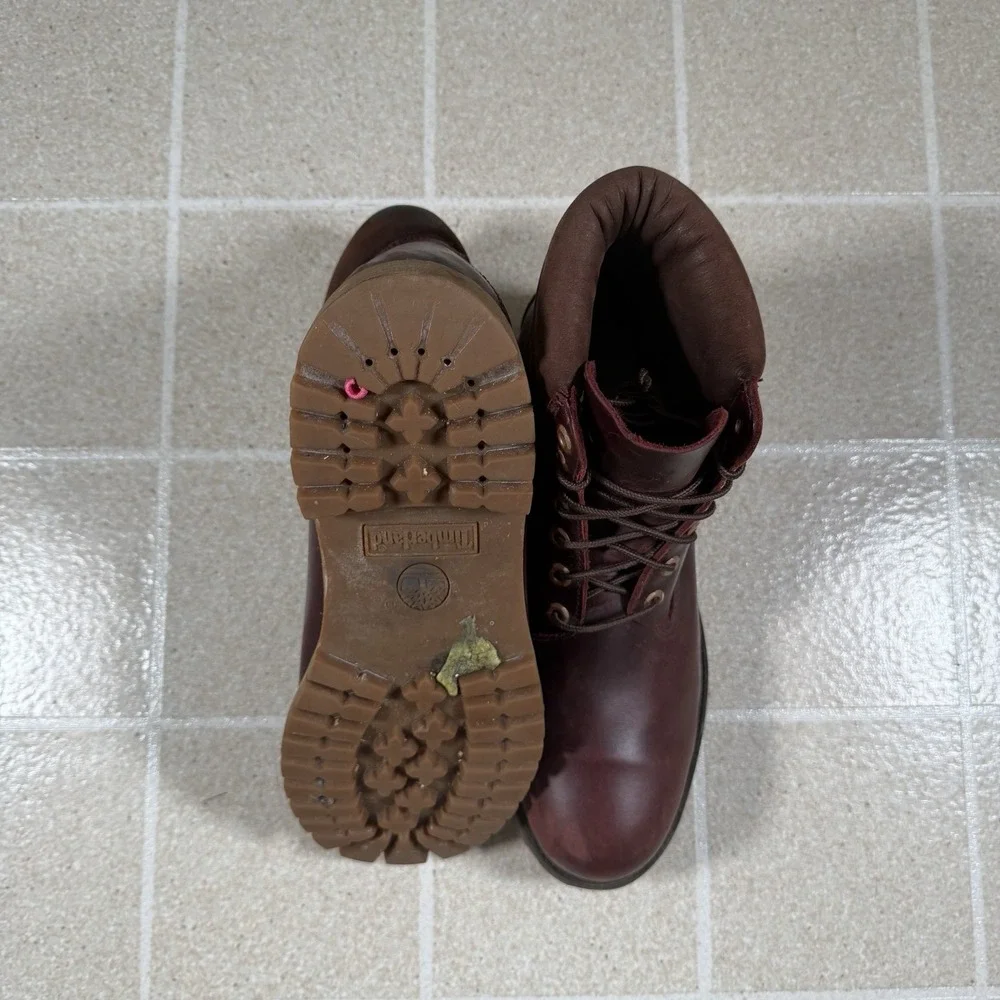 Timberland Heritage Premium 6-Inch Waterproof Boots Size 11.5 Burgundy Leather